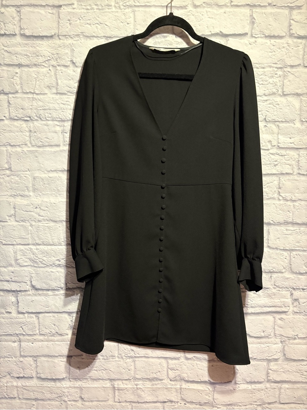 Zara Button Little Black Dress Medium